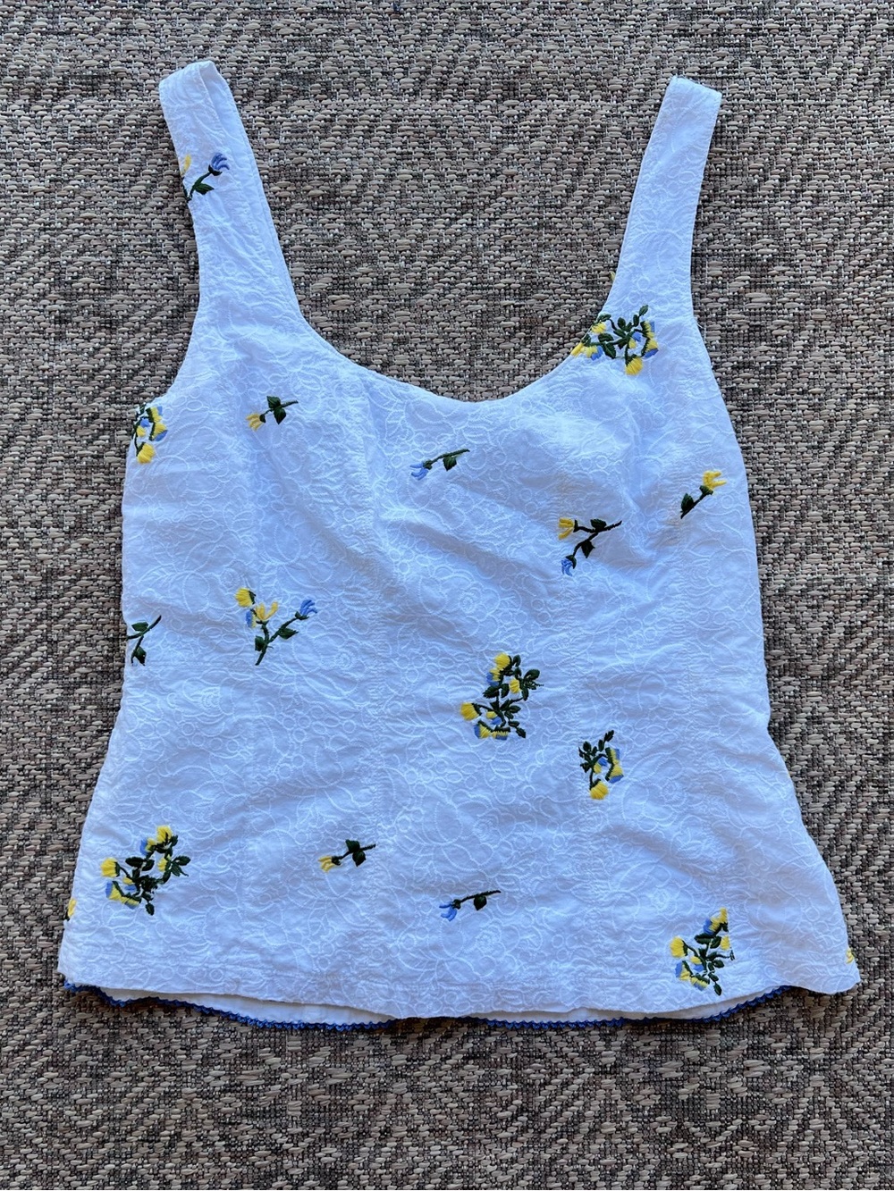 Anthropologie Vanessa Virginia Embroidered Floral Tank Top Size 10 White - Picture 3 of 10